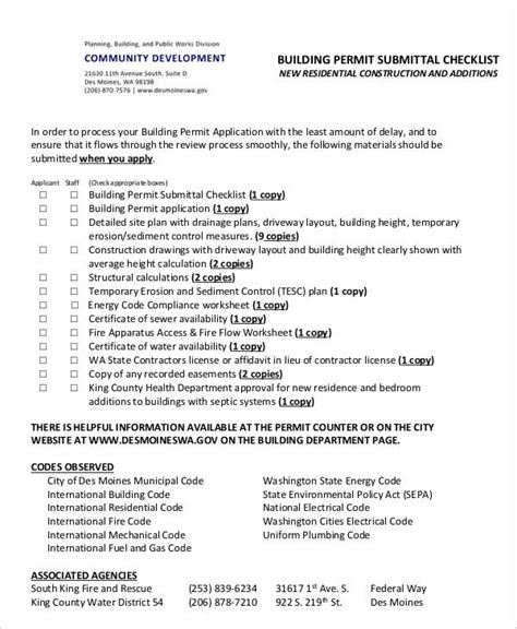 CHECKLIST OF REQUIREMENTS FOR BUILDING PERMIT .